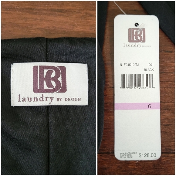 NEW Laundry by Design Black Drape Cowl Neck 3/4 Sleeve Dress Women's Size 6 - Picture 4 of 8